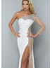 Sexy Beaded One Shoulder Jersey Long Prom Dress